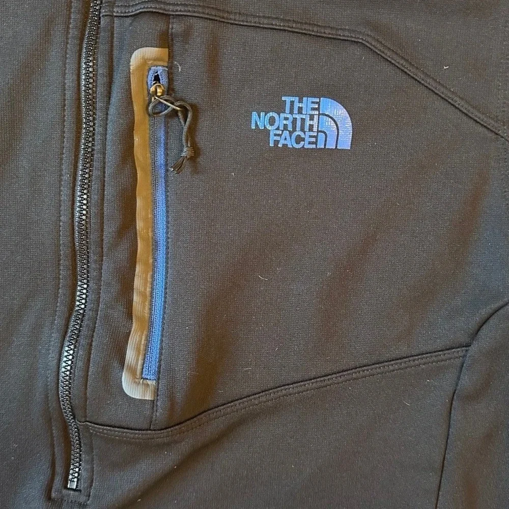 The North Face Black With Blue 1/4‎ Zip Pullover Fleece Jacket Men's XL